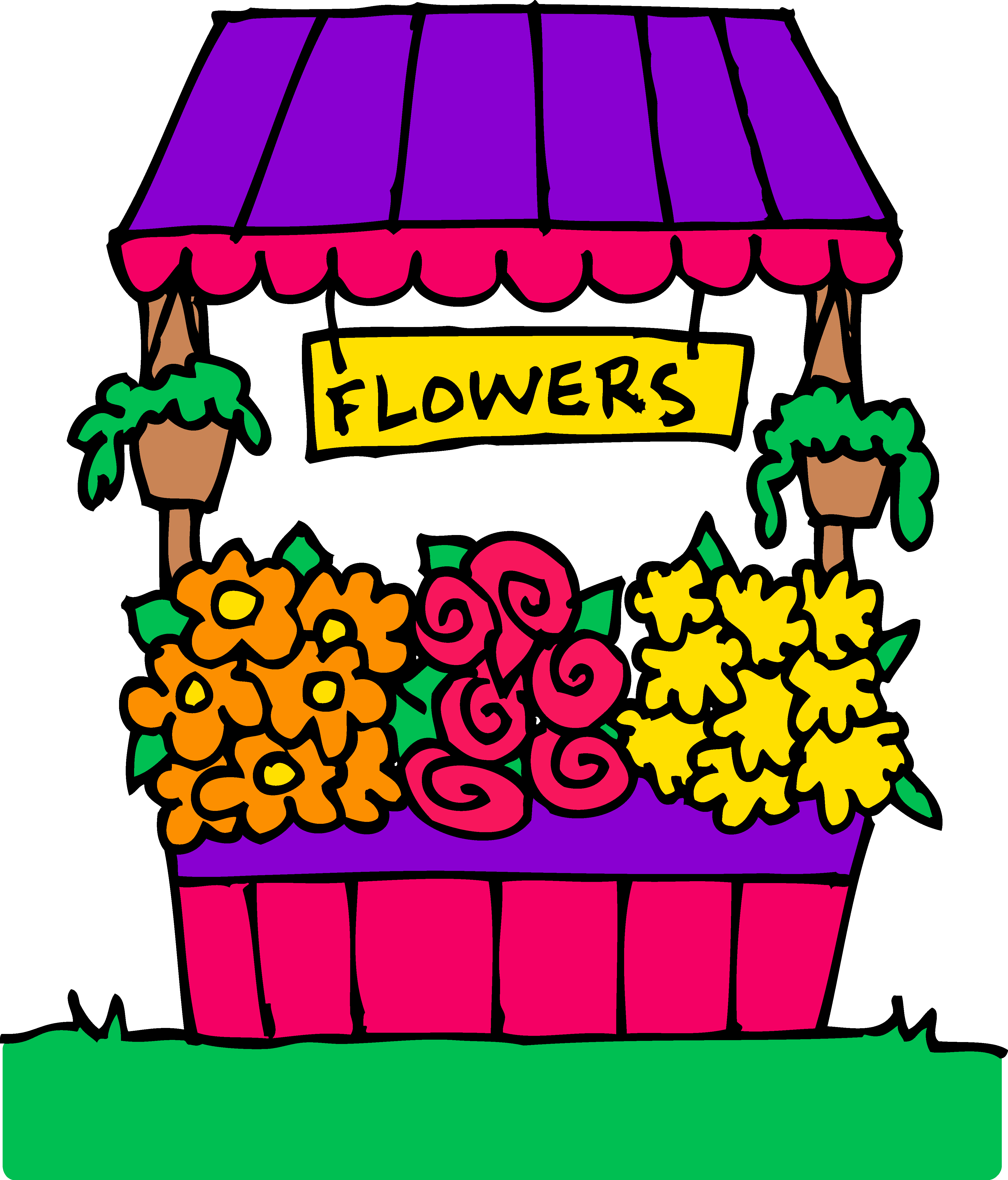 4217x4936 Colorful Flower Stand Clipart