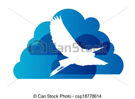 450x330 Natural Sign With Stork And Cloud Vector Illustration Vector Clip
