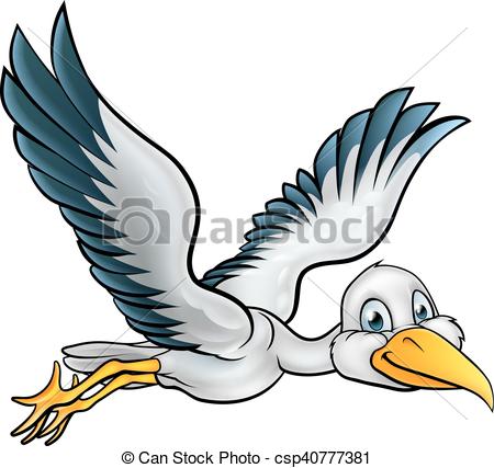 450x427 Cartoon Stork Bird. Happy Stork Bird Animal Cartoon Vector