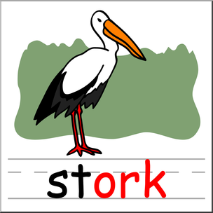 304x304 Clip Art Basic Words Ork Phonics Stork Color I