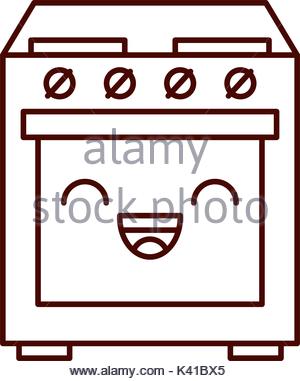 300x381 Cartoon Cute Stove Oven Appliance Kawaii Stock Vector Art