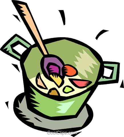 435x480 Pot Of Soup Simmering On The Stove Royalty Free Vector Clip Art