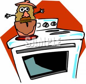 300x294 A Potato In A Pot On A Stove Clipart Picture