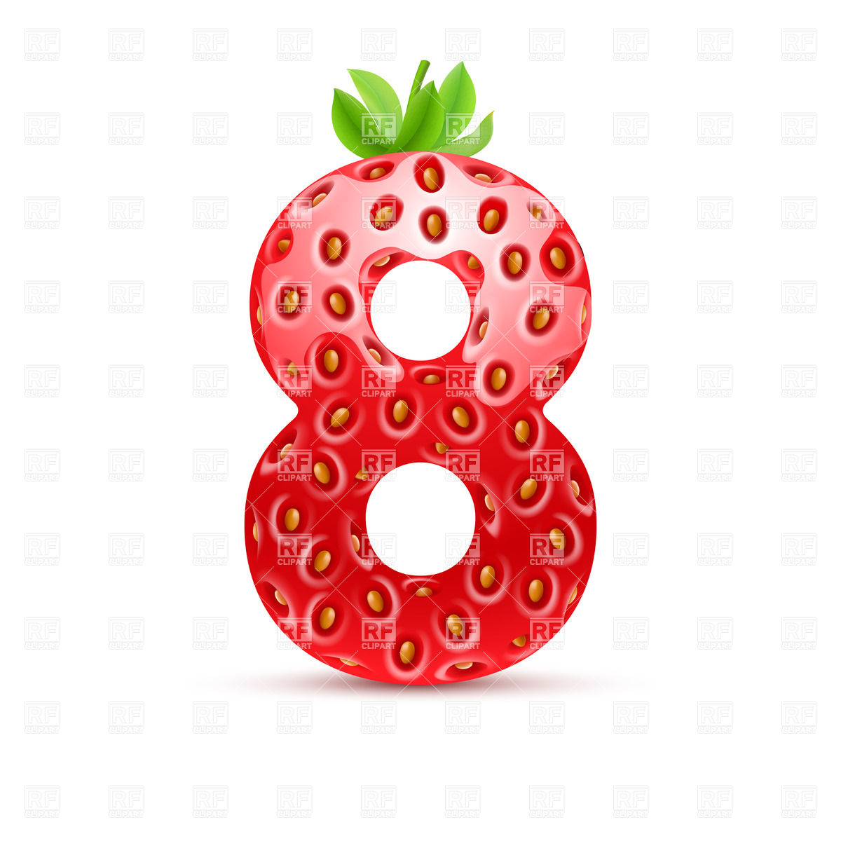 1200x1200 Strawberry Style Font, Number 8 Vector Image Vector Artwork