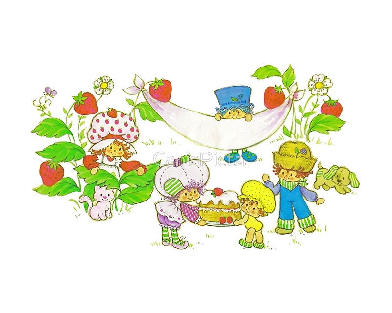 800x640 Picnic With Strawberry Amp Friends Vintage, Card, Inspired, Retro