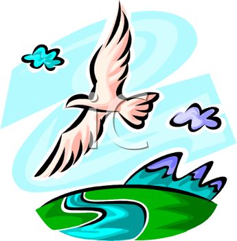 345x350 Dove Flying Over A Stream