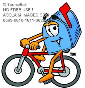 289x300 Stock Illustration Of A Mail Box Cartoon Character Riding A Bike