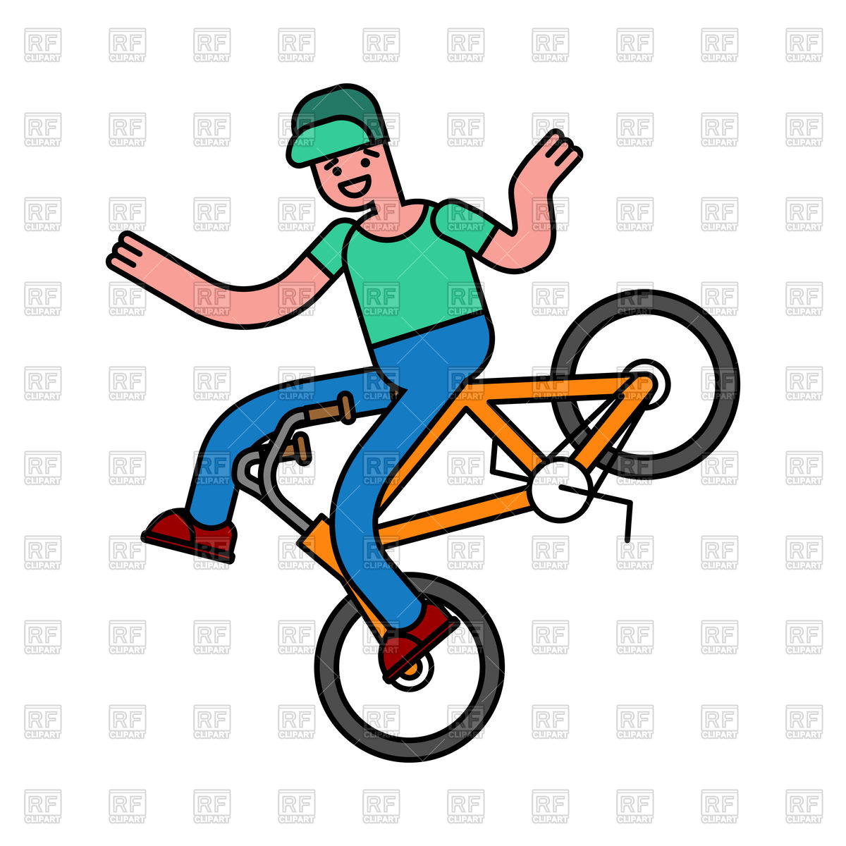 1200x1200 Tricks On Bicycle. Guy On Bike. Royalty Free Vector Clip Art Image