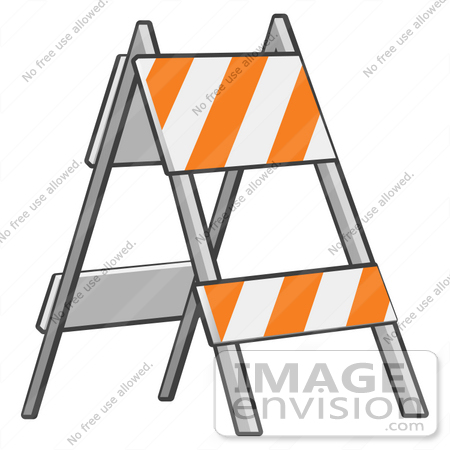450x450 Clip Art Graphic Of A Barricade With Orange And White Stripes