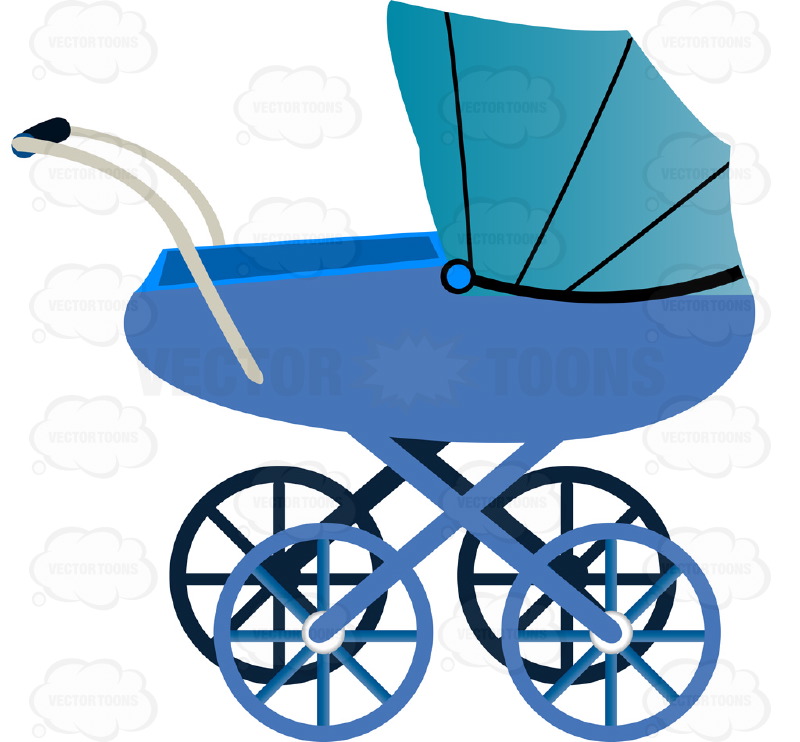 800x742 Blue Four Wheel Old Fashioned Covered Baby Buggy Carriage