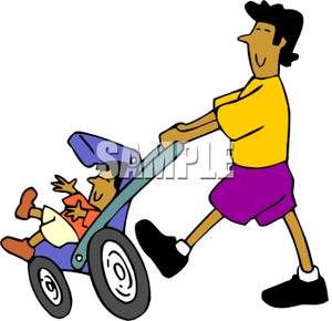 300x290 Clip Art Image A Man Pushing A Child In A Stroller