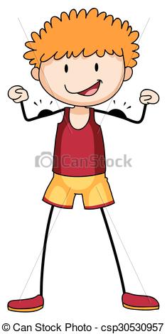 235x470 Strong Man Showing Muscles Illustration Clipart Vector