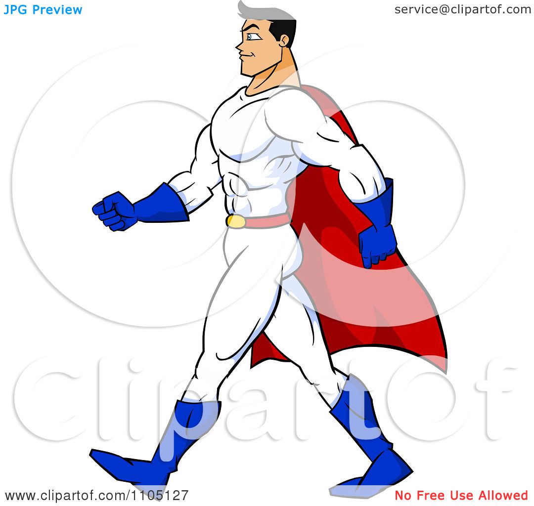 1080x1024 Clipart Strong Super Hero Man Walking In Profile