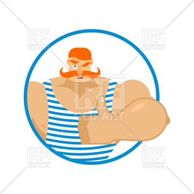 400x400 Moustached Circus Strongman, Bodybuilder Royalty Free Vector Clip