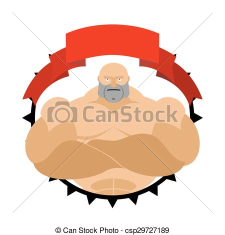 450x470 Strong Man In Circle. Logo For Fitness Room Or Sports Team