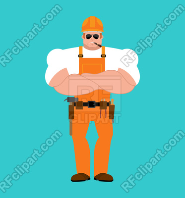 373x400 Builder Strong Man. Serious Worker In Protective Helmet. Royalty