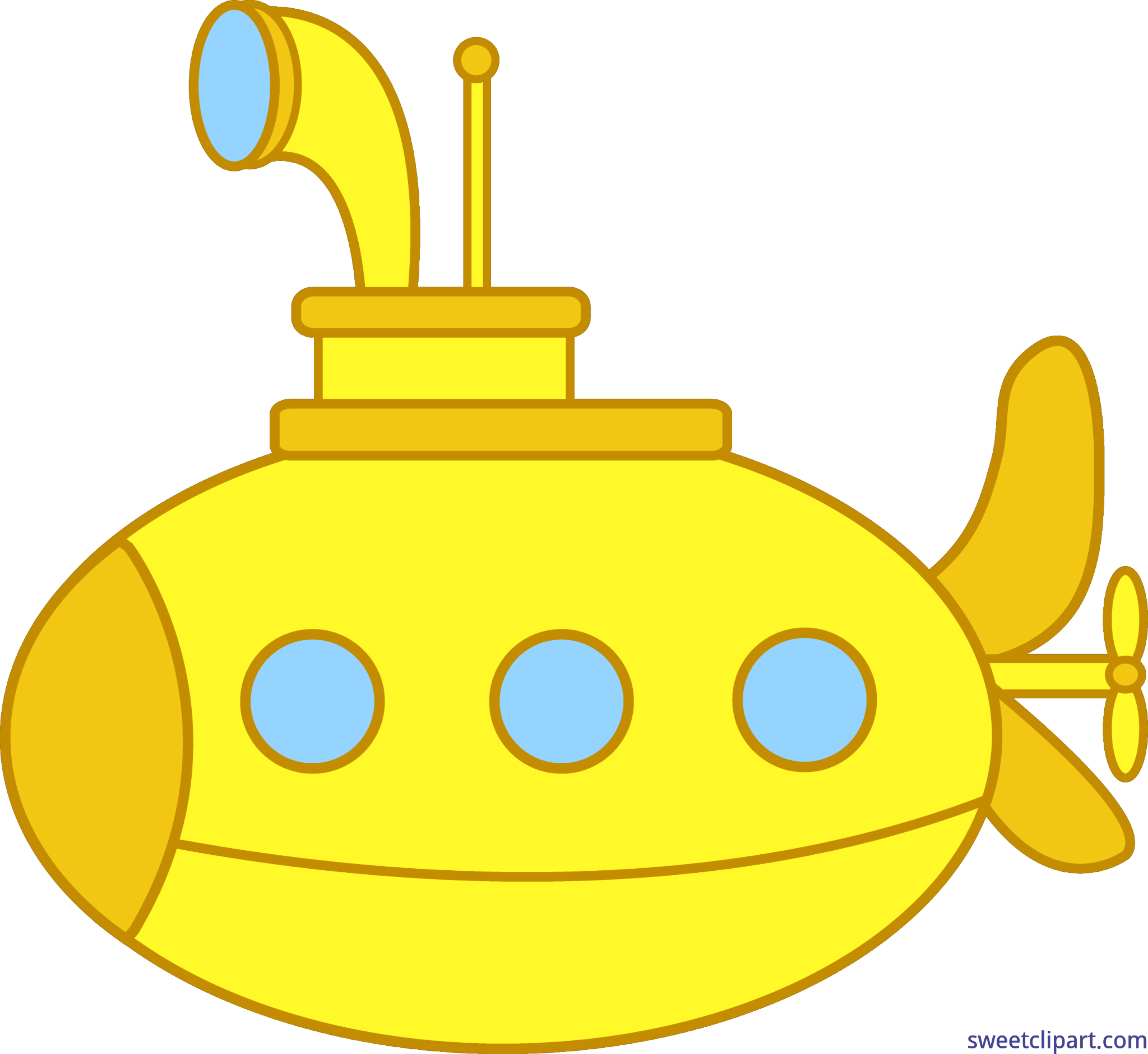 5486x5038 Submarine Cute Yellow Clip Art