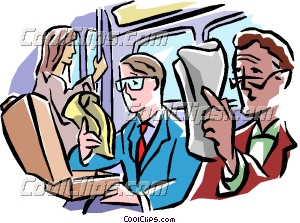 300x223 Subway Passengers Reading Newspaper Clip Art