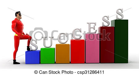 450x245 Superhero Stepping Into Success Graph Concept On White Clipart