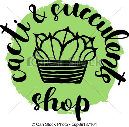 450x442 Brush Lettering Label For Cacti And Succulent Shop With Hand
