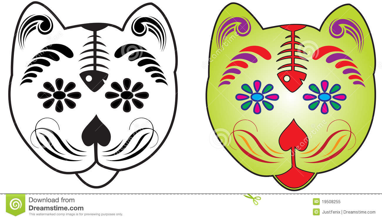 1300x748 Sugar Skull Cat Clipart