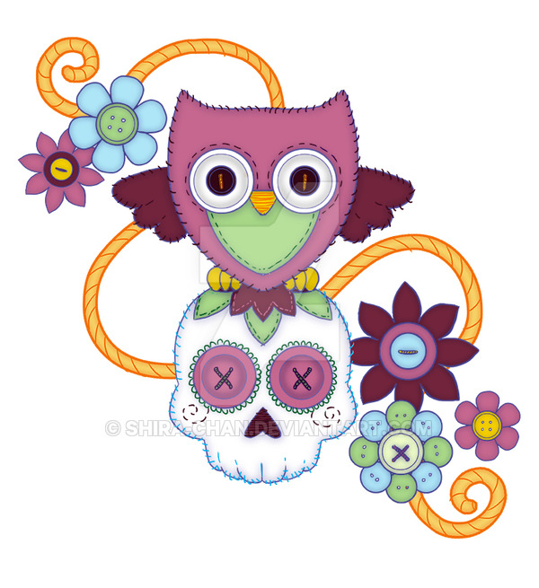 600x655 Sugar Skull Owl Clipart
