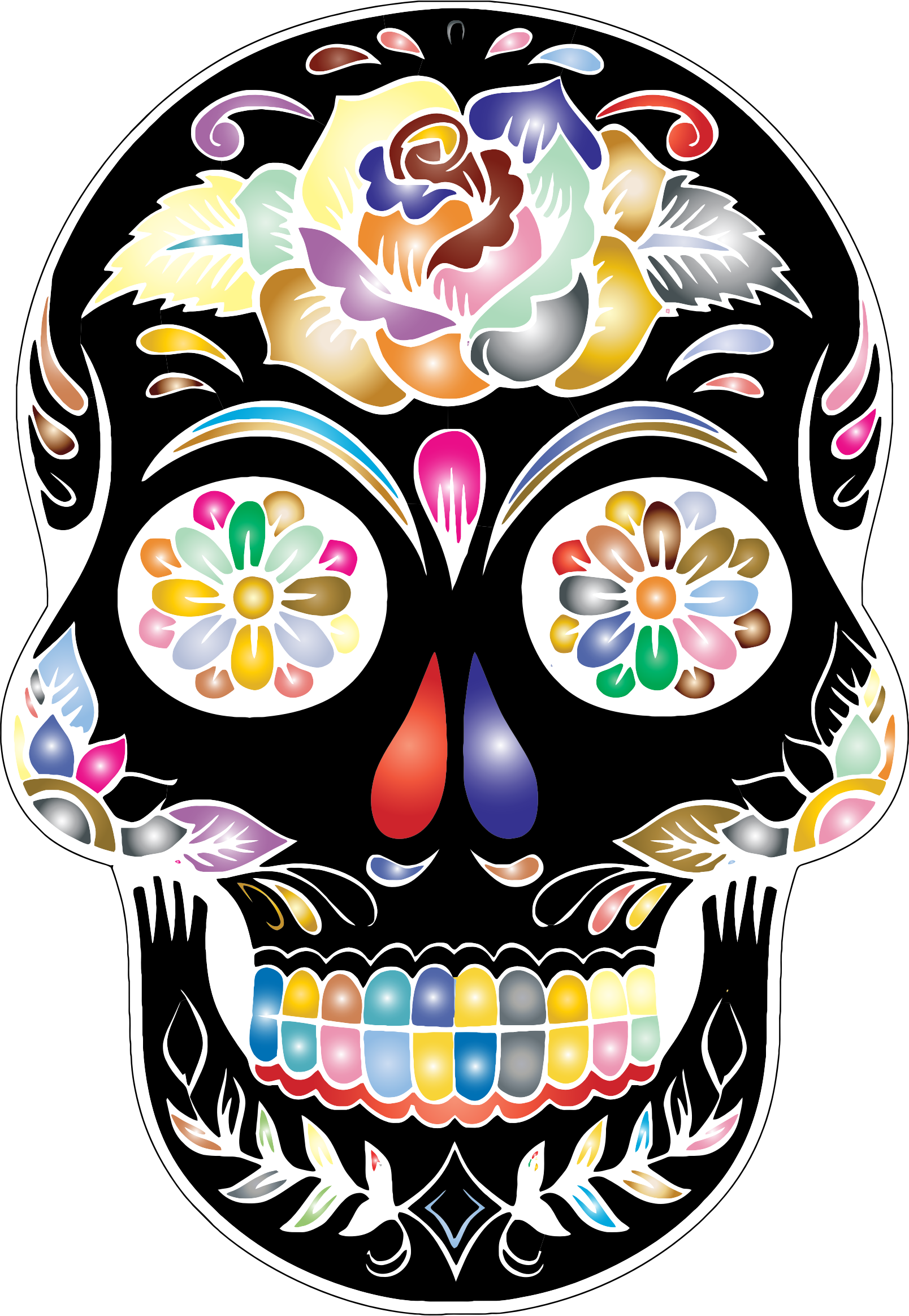 1608x2326 Prismatic Sugar Skull Silhouette By Karen Arnold Icons Png