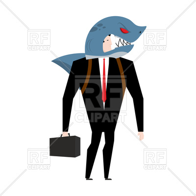 400x400 Businessman In Suit Of Shark. Allegory Of Business Shark. Royalty