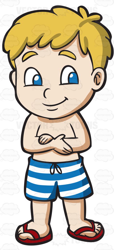 469x1024 Clipart Boy In Suit A Shy Gets Ready For Swimming Cartoon Vector