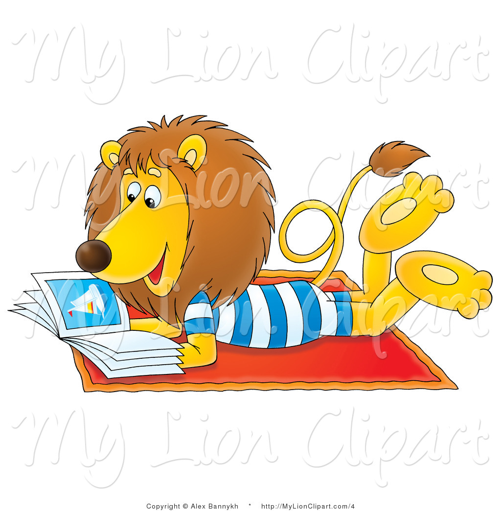 1024x1044 Lion Clipart Of A Summer Lion Reading A Book On A Beach Towel By