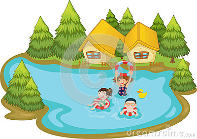 400x282 Summer Lake Scene Clipart