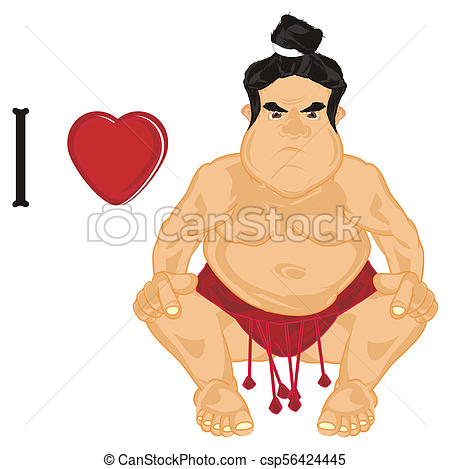 450x469 I Love Evil Sumo Wrestler Drawing