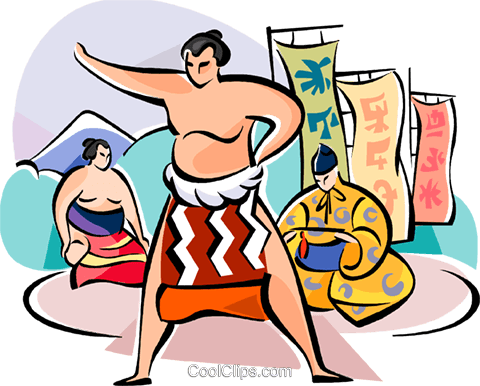 480x386 Japanese Sumo Wrestler Royalty Free Vector Clip Art Illustration