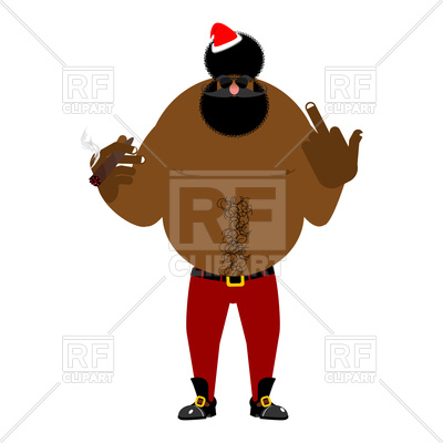 400x400 Bad Black Santa With Cigar, Angry African Claus Royalty Free