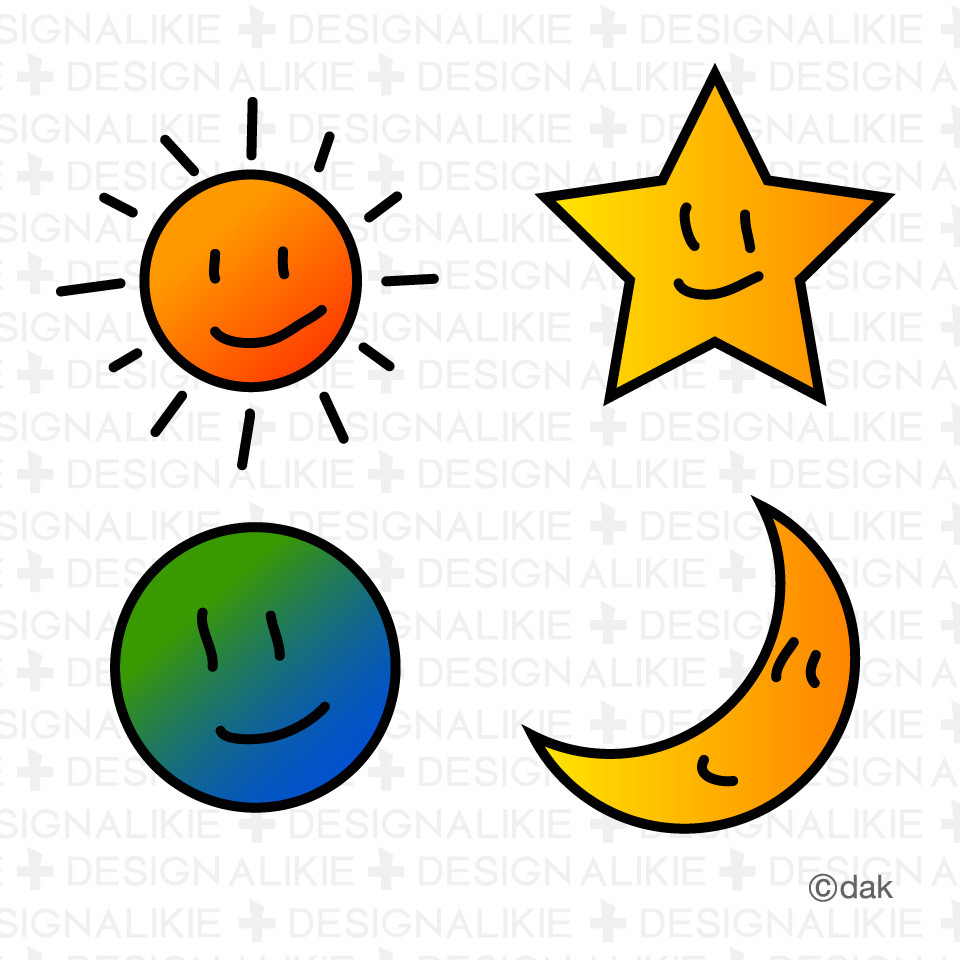 960x960 Sun Moon Star And Cloud Set Vectors Search Clip Art Illustration