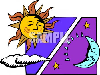 350x264 Sun With Clouds Vs. Moon And Stars