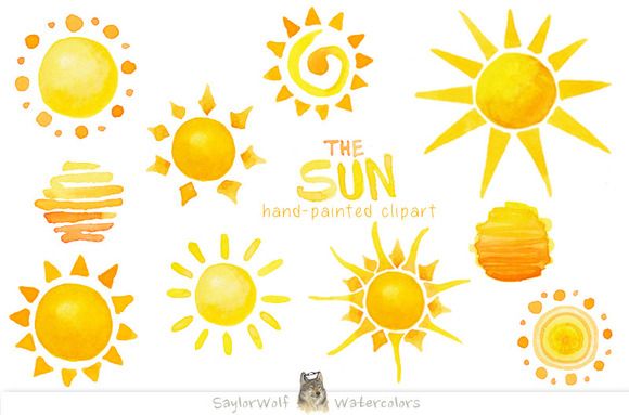 580x383 Watercolor Sun Clip Art By Saylorwolf Watercolors On Creative