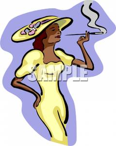 239x300 A Woman In A Sundress And Sun Hat With A Cigarette