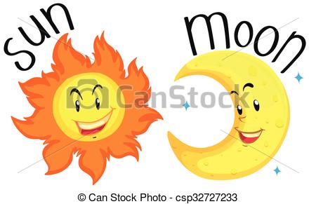 450x291 Sun And Moon With Happy Face Illustration Vectors