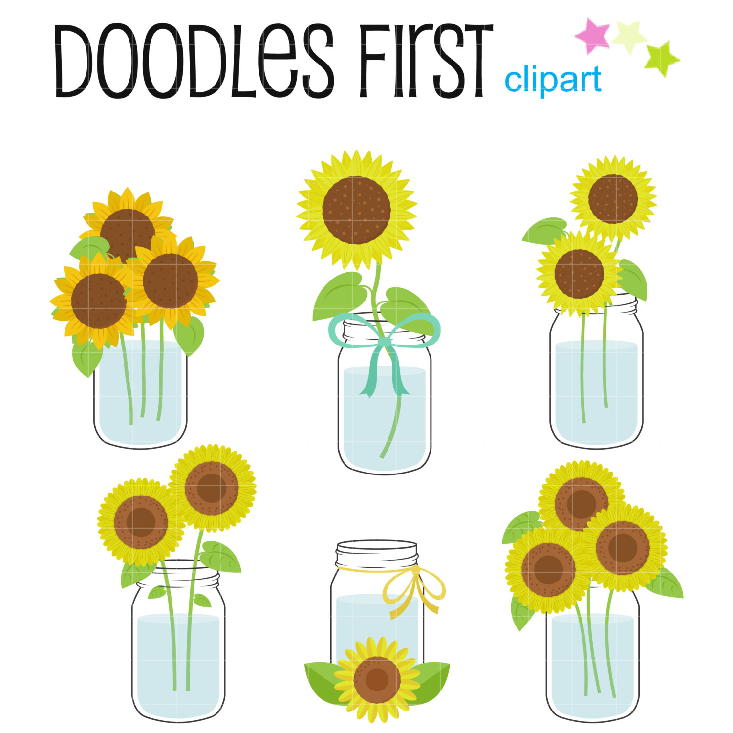 1500x1500 Mason Jar Sunflowers Clip Art For Scrapbooking Card Making