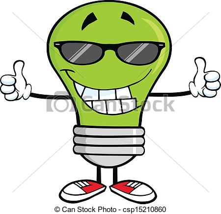 450x436 Smiling Green Light Bulb With Sunglasses Giving A Double Clip