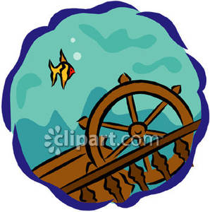 298x300 A Fish Swimming Near A Sunken Ship