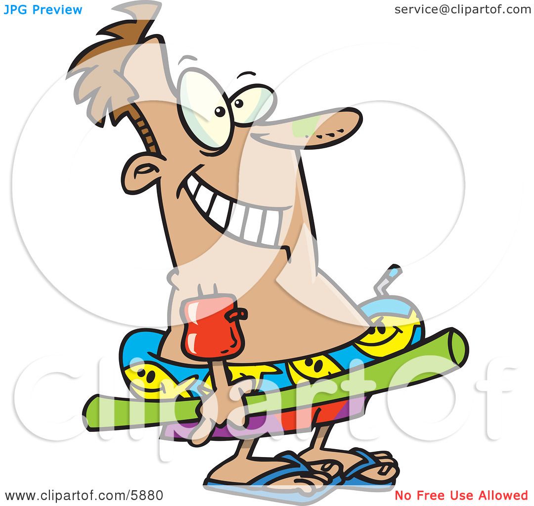 1080x1024 Man With Sunscreen On His Nose, Floaties On His Arm, And Float