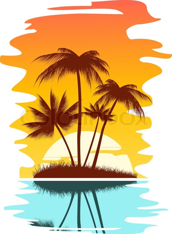 587x800 Collection Of Beach Sunset Background Clipart High Quality