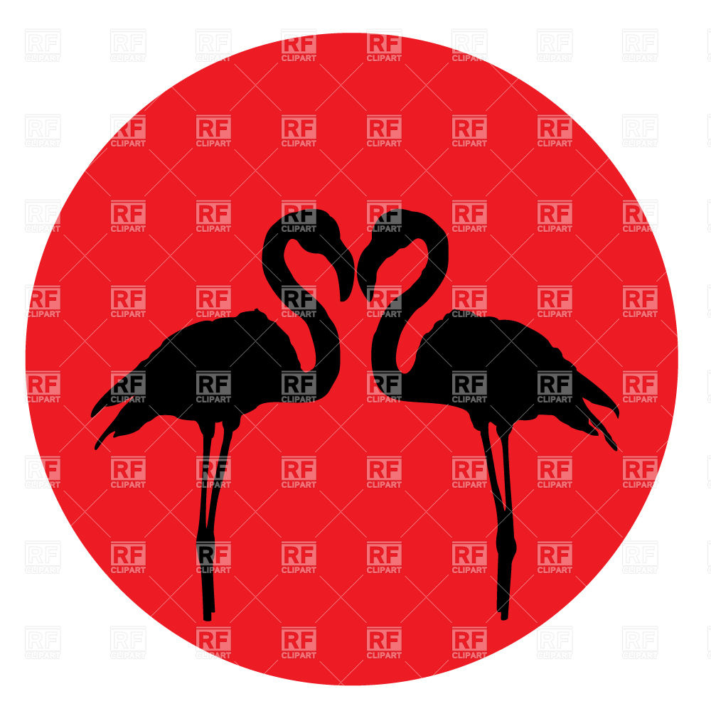 1000x1000 Two Flamingo Silhouettes On The Sunset Royalty Free Vector Clip