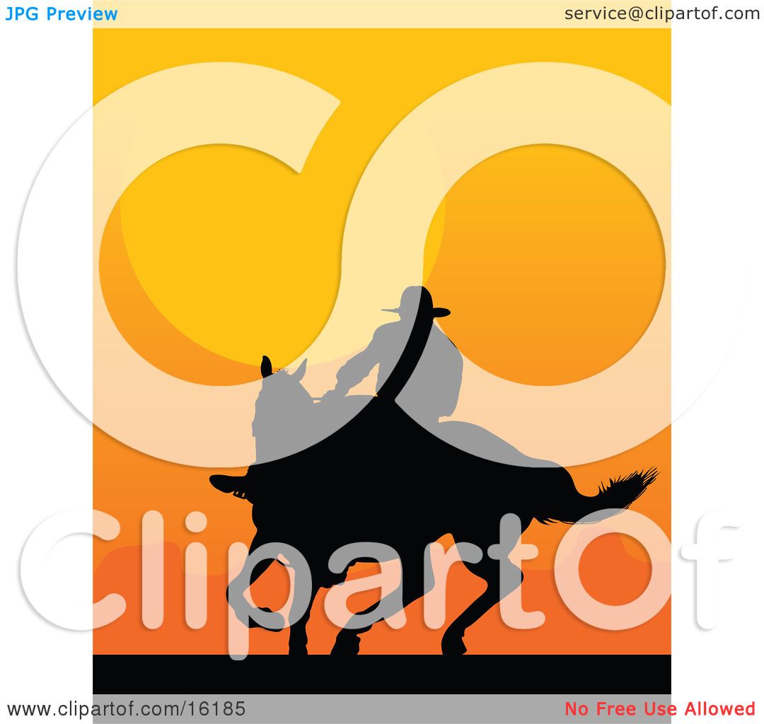 1080x1024 Western Cowboy Riding A Horse And Silhouetted Against An Orange