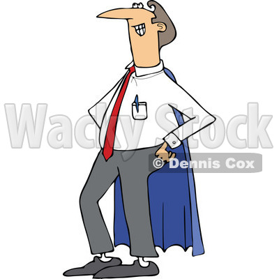 400x400 Clipart Of A Cartoon Proud White Super Dad In A Blue Cape