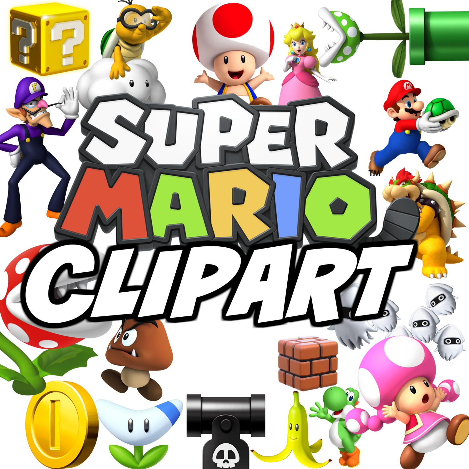1500x1500 Instant Download Super Mario Clipart , 25 Mario Party Clip Art