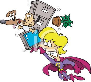 350x317 Supermom Cartoon Of A Mother Doing Everthing