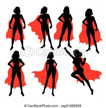 450x462 Super Ladies Hero, Art Vector Silhouettes Design Vectors